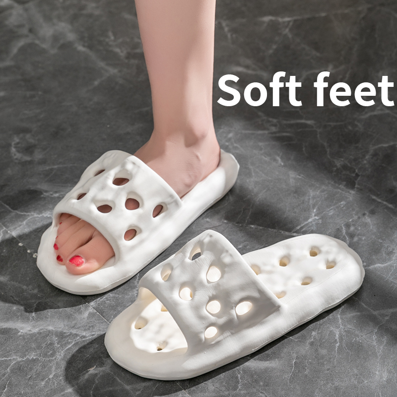 Sandal Mandi Musim Panas untuk Wanita, Sandal Kamar Mandi Anti Selip Ringan Cepat Kering Berongga, Sepatu Pantai & Rumah EVA Nyaman