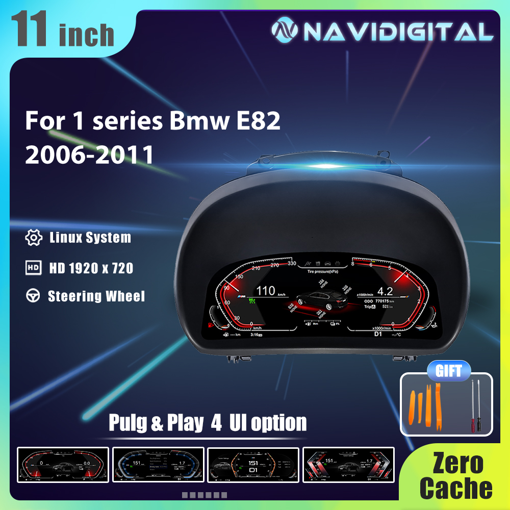 Navidigital 11'' Zoll LCD Dashboard Für BMW 1 Serie 120i E81 E82 E87 E88 2006-2011 Jahre Unterstützung Carplay Virtuelle digitale Cluster