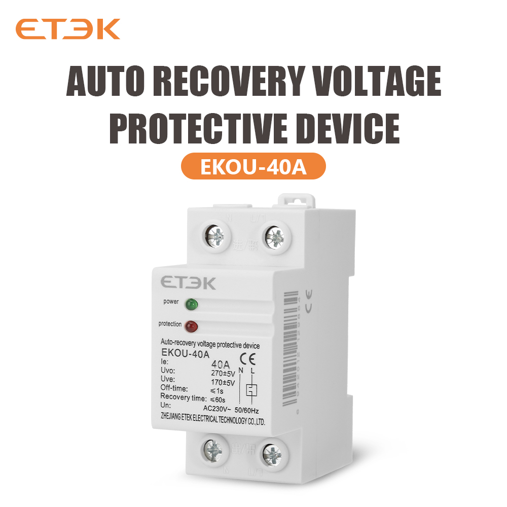 ETEK 40A 63A dispositivo de protección bajo voltaje relé de protección ACtype 230V carril Din recuperación automática reconectar sobretensión EKOU