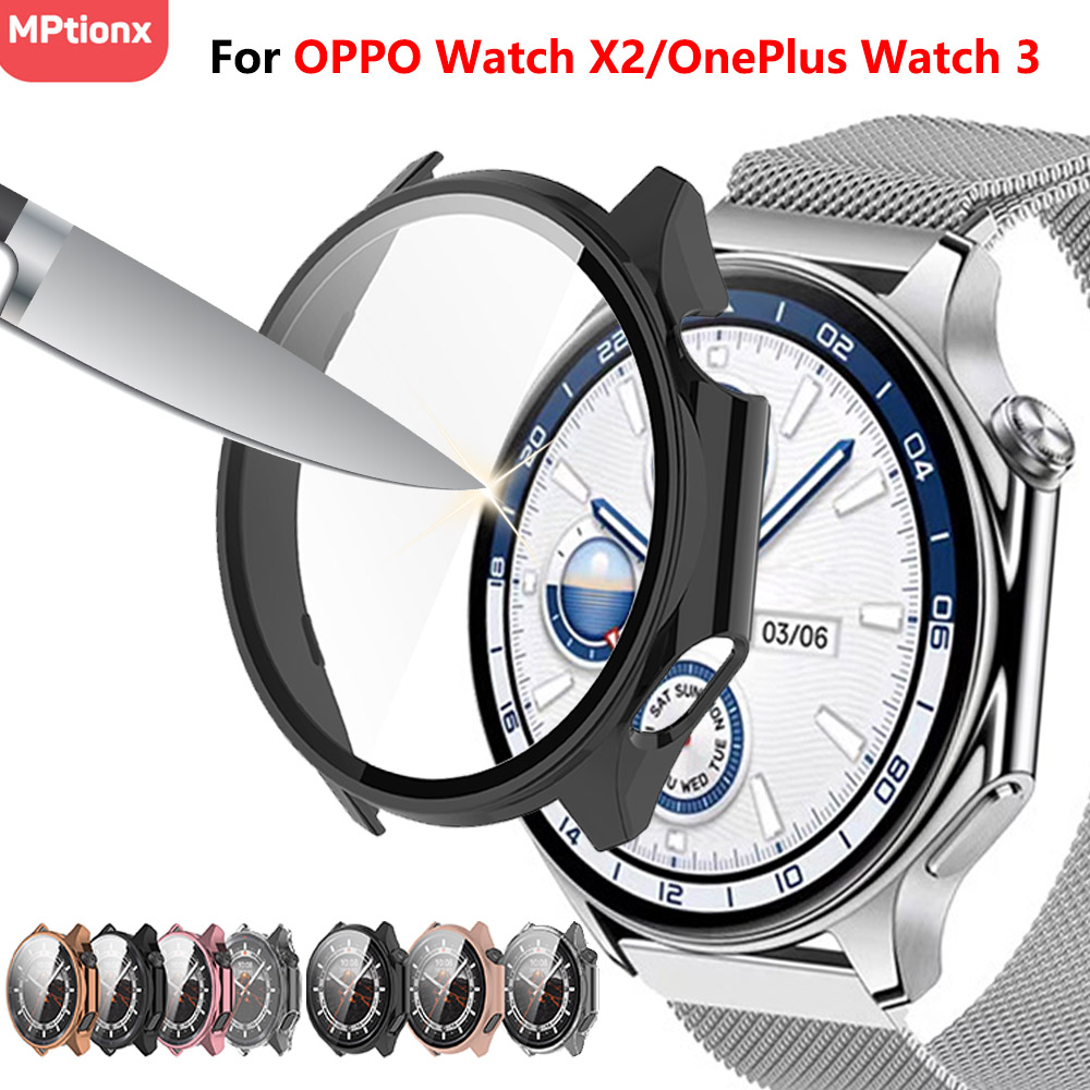 Закаленное стекло + чехол из ПК для Oppo Watch X2, мягкий универсальный защитный чехол из ТПУ для экрана, чехлы для часов Oneplus Watch 3, аксессуары