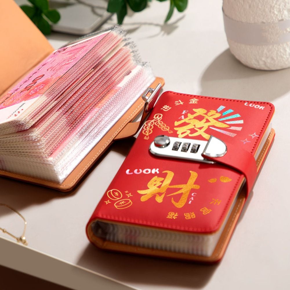 50Sheets Saving Money Binder PU Leather Portable Planner Organizer Wallet Storage Savings Handbook Budget Binder with Lock