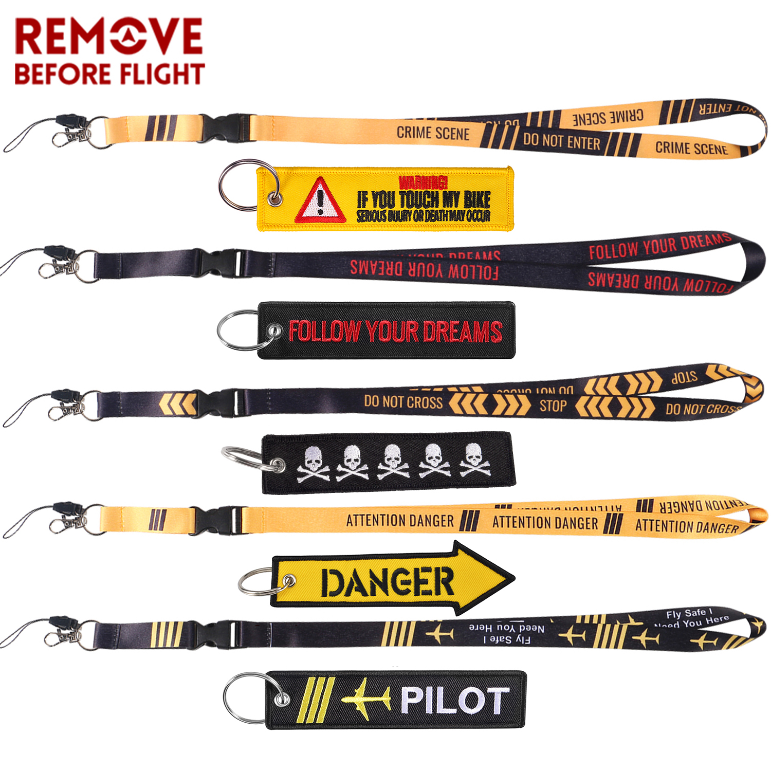 Porte-clés de moto à la mode, longes de pilote, suivez vos rêves, lanière pour porte-badge d'identification, lanière mobile, sangle de cou, 1 PC