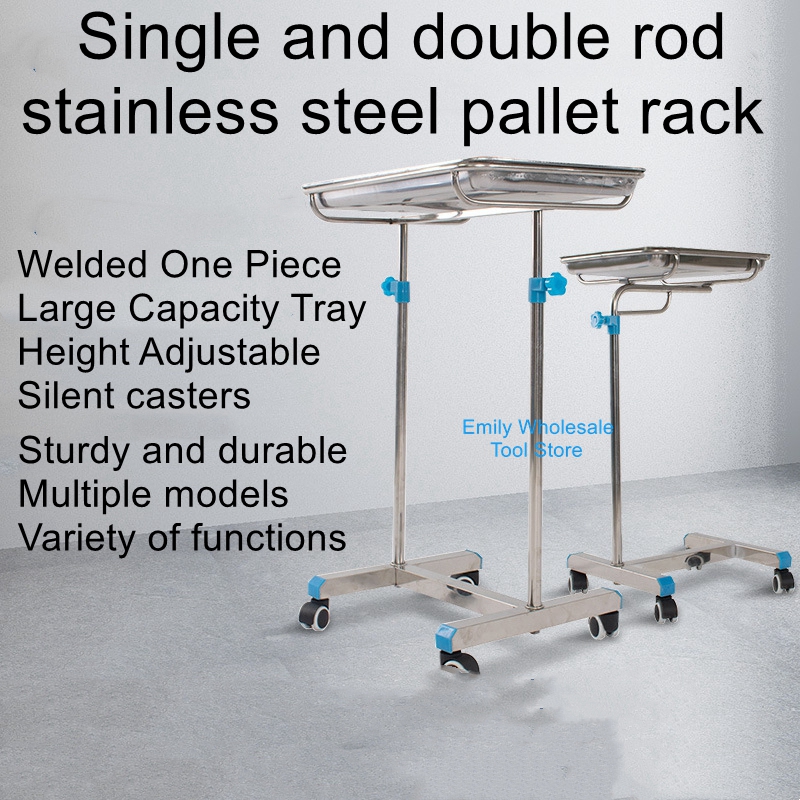 Support de plateau en acier inoxydable, étagère pour instruments médicaux, support télescopique amovible, support de plateau d'hôpital à tige unique et double tige