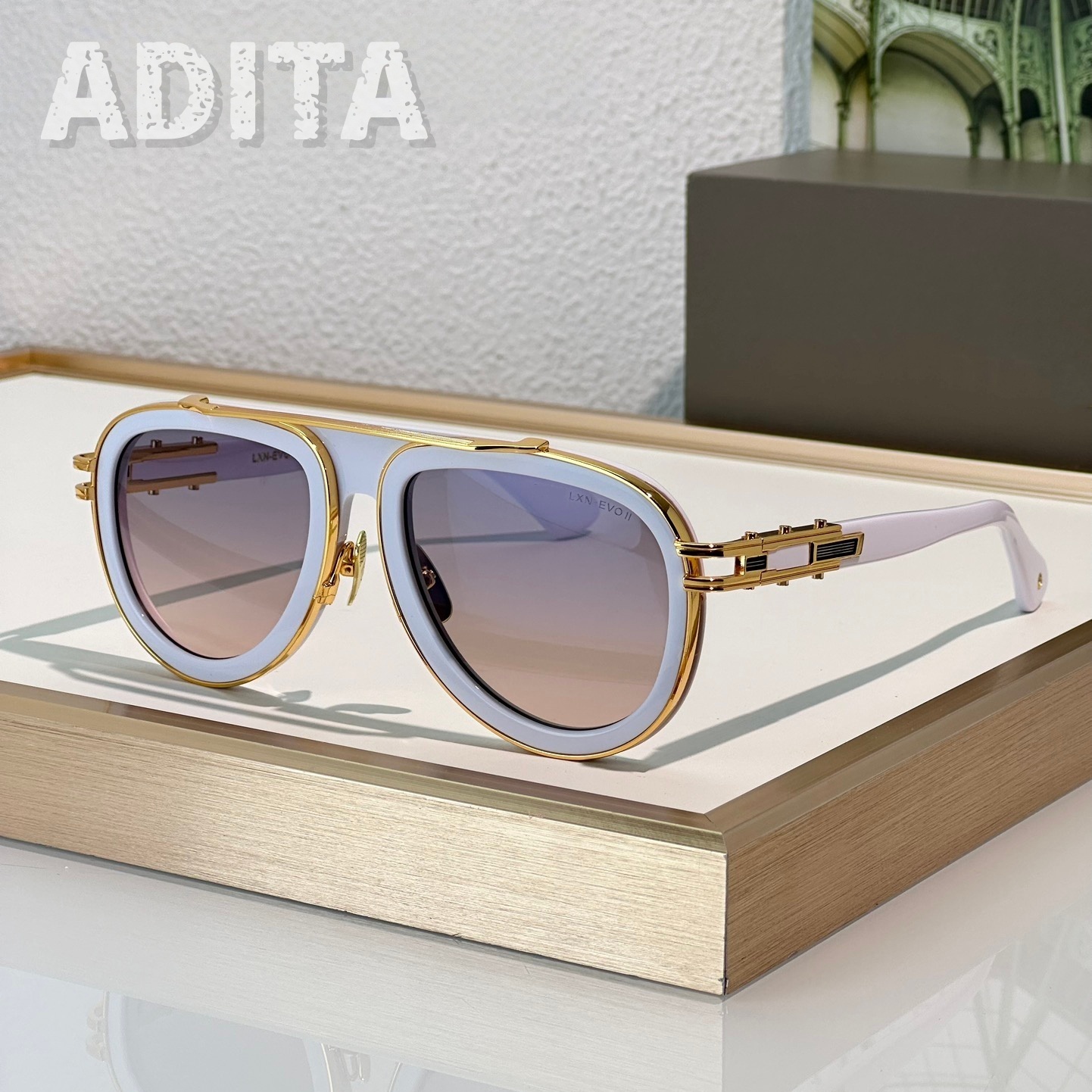 ADITA LXN EVO II DTS403 Gafas de Sol de Alta Calidad para Hombre y Mujer, Monturas de Diseño de Acetato y Titanio, Estilo Punk de Lujo