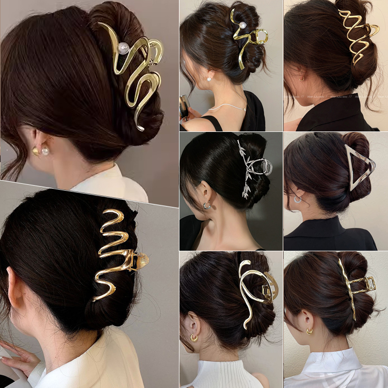 Jepit rambut cakar bintang logam mode untuk wanita klem Gadis Korea jepit rambut kepiting jepit rambut Aksesori rambut