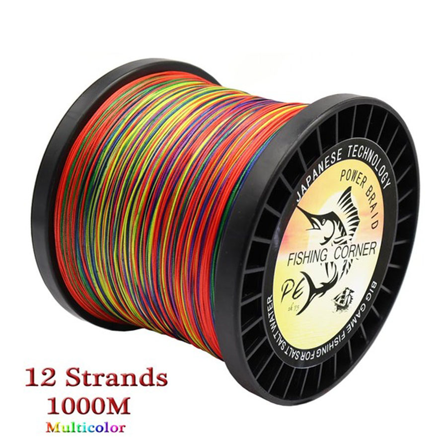 12 nici 1000 m pleciona żyłka Multifilament 25-230LB wielokolorowa super mocna japońska żyłka PE drut do połowów słonowodnych