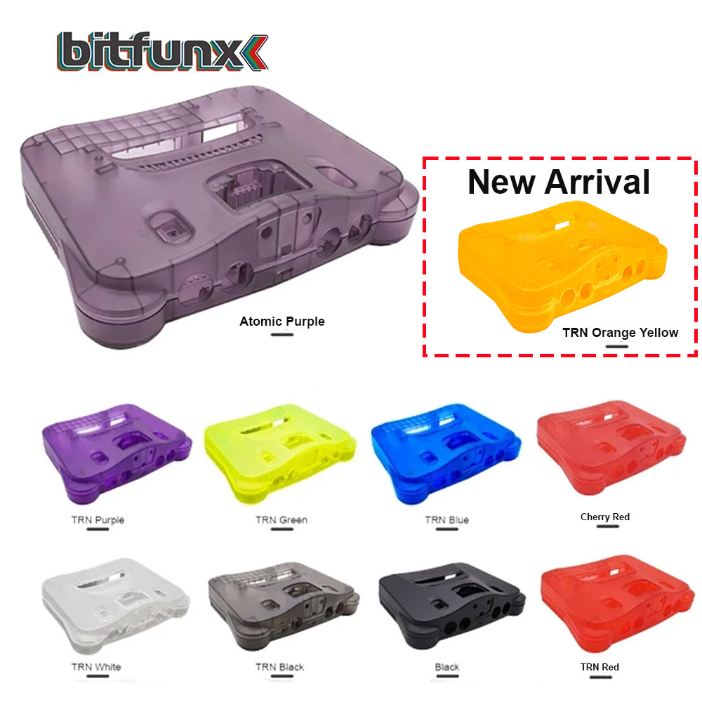 BitFunx coque en plastique de remplacement N64 boîtier translucide pour toutes les versions Nintendo N64 Console de jeu vidéo rétro boîte transparente