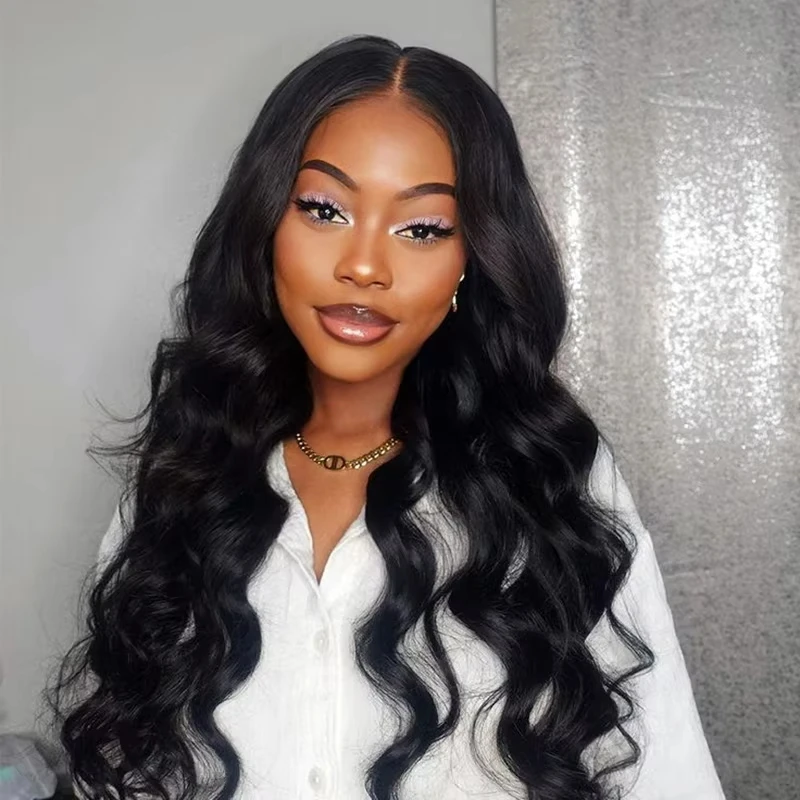 Pre Plucked Natural Black Body Wave Human Hair Wigs 13x4 HD Transparent Lace Front Wig Brazilian Virgin Hair Lace Frontal Wig