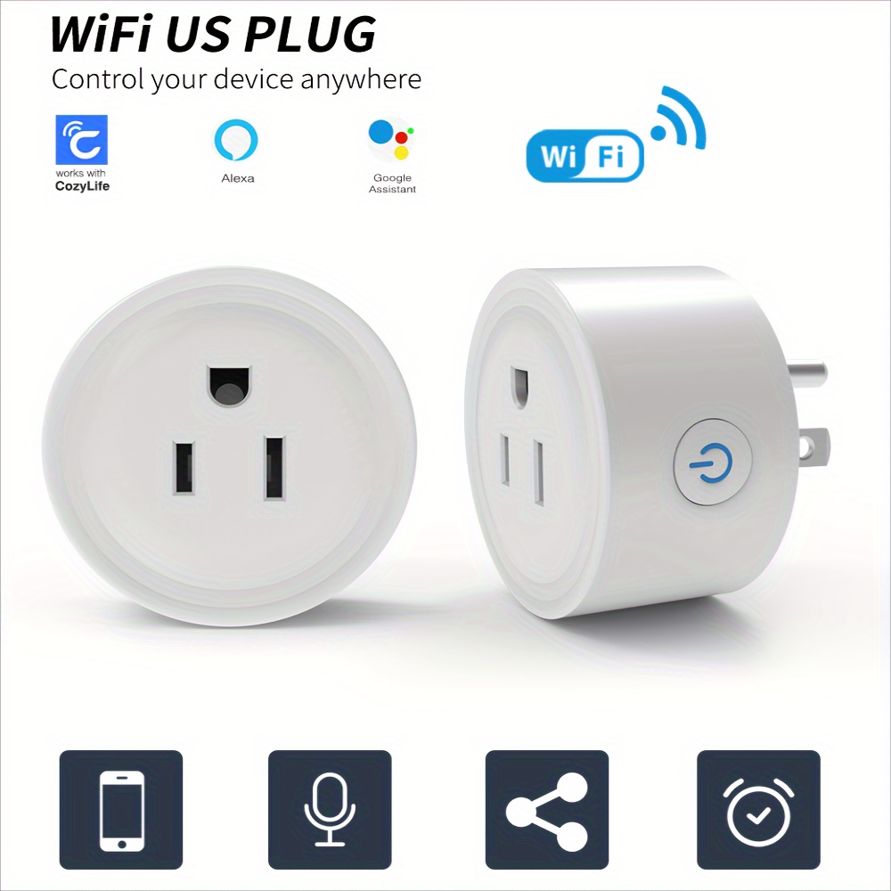 스마트 플러그 10A WiFi 미국 콘센트 소켓 100-240V 타이머 Alexa Google Assistant CozyLife APP/홈 자동용 음성 제어 그룹