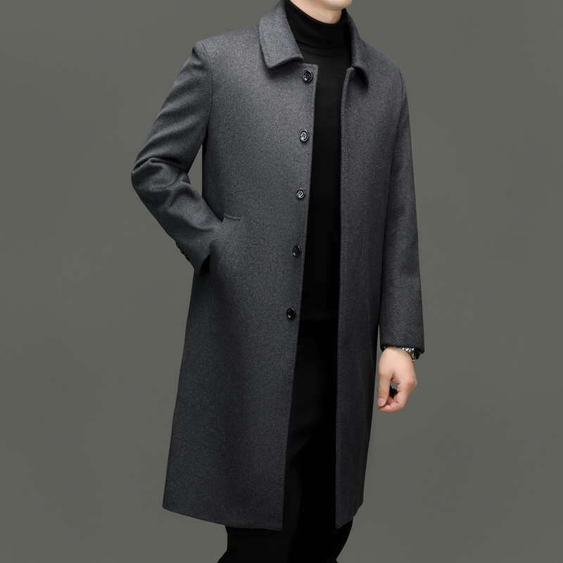 Manteaux en cachemire haut de gamme et élégants pour hommes, pour l'automne et l'hiver, vestes à revers mi-longues, tissus en laine et en cachemire