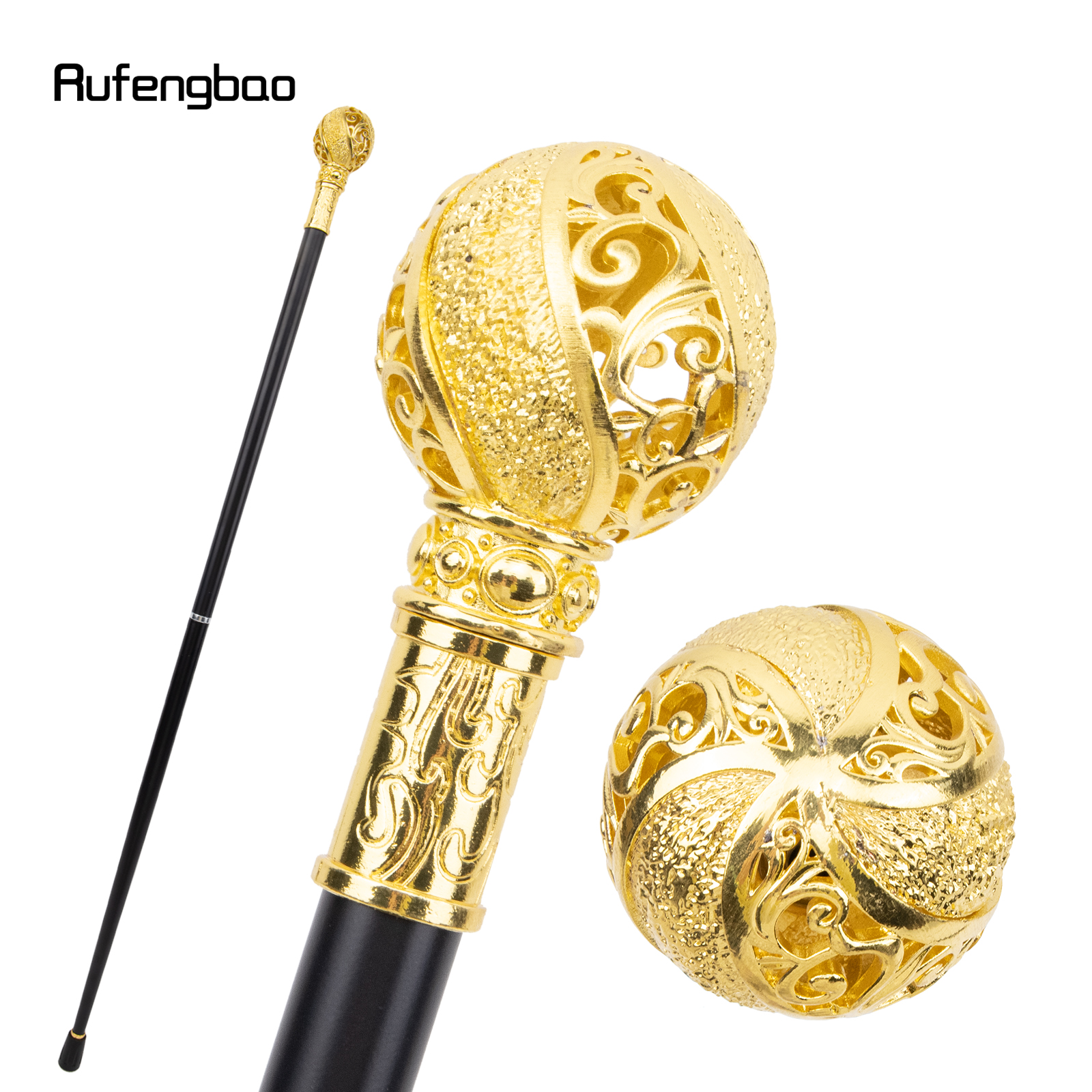 Bastón para caminar con bola de flor dorada, bastón decorativo de moda, caballero elegante, perilla de bastón de Cosplay, Crosier, 94cm