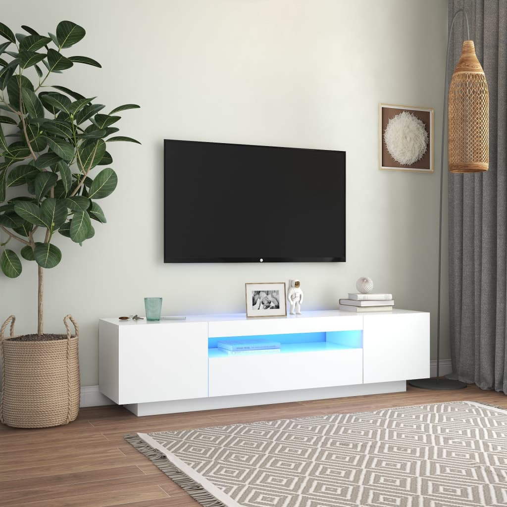 TV-Schrank mit LED-Leuchten weiß 160x35x40 cm