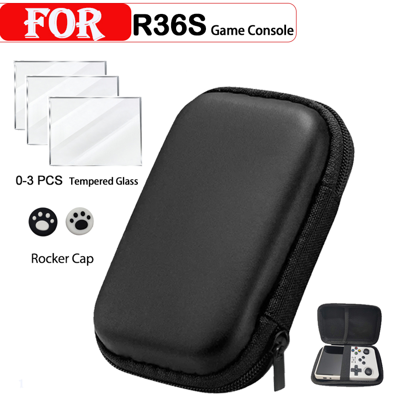 Tempered Glass Screen Protectors+Bag for R36S Game Console Storage Bag & Screen Protectors Tempered Glass Film for Game Accessor