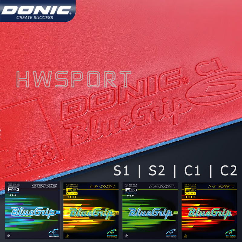 DONIC BLUEGRIP S1 S2 C1 C2 caoutchouc de Tennis de Table collant pré-ensemble énergie interne caoutchouc de Ping-Pong avec éponge à gâteau fabriqué en allemagne