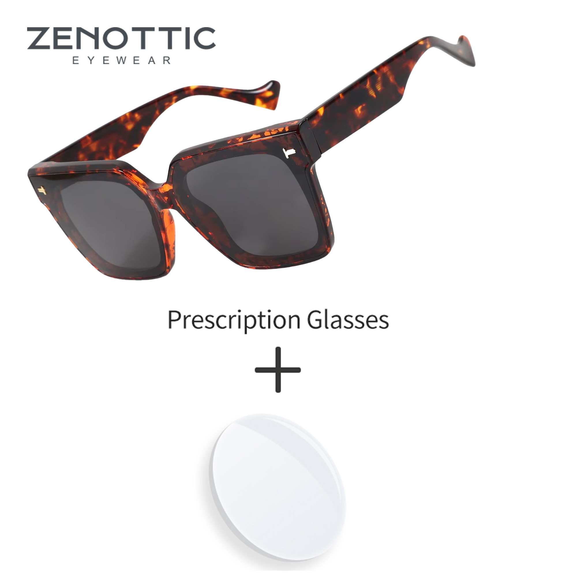 ZENOTTIC แว่นกันแดดทรงผีเสื้ออะซิเตทขนาด L สำหรับผู้หญิงโพลาไรซ์ UV400 แว่นตาป้องกันแสงสะท้อนแบบไล่ระดับ