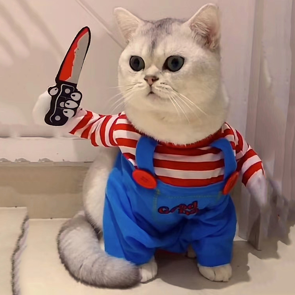 Ropa divertida para gatos, disfraces de Halloween para perros pequeños y medianos, monos creativos para fiesta de mascotas, abrigo suave y cálido para gatos