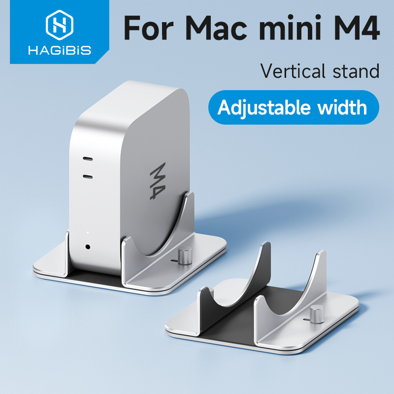 Hagibis Penyangga Vertikal untuk Mac Mini M4/M4 Pro Penyangga Desktop Laptop Aloi Aluminium Penyangga Anti Selip Dapat Disesuaikan untuk Mac Mini Baru