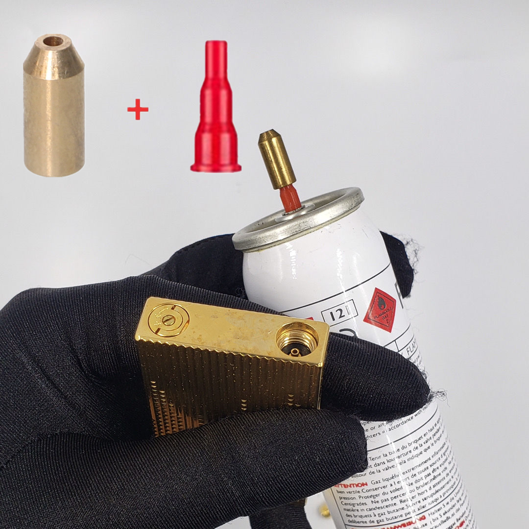 Tête de recharge de gaz en laiton et cuivre, adaptateur de buse Butane en plastique pour briquet Dupont L2/Gatsby, outils à gaz gonflables réutilisables, 2 pièces/lot