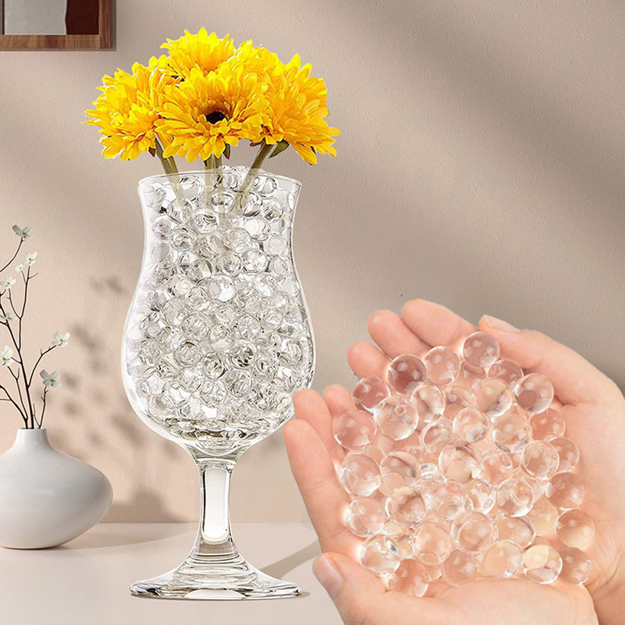 2,000 Uds. De bolas mágicas de Gel para cultivo en agua, perlas transparentes para florero de flores, decoración del hogar para boda, barroes de suelo de cristal transparente