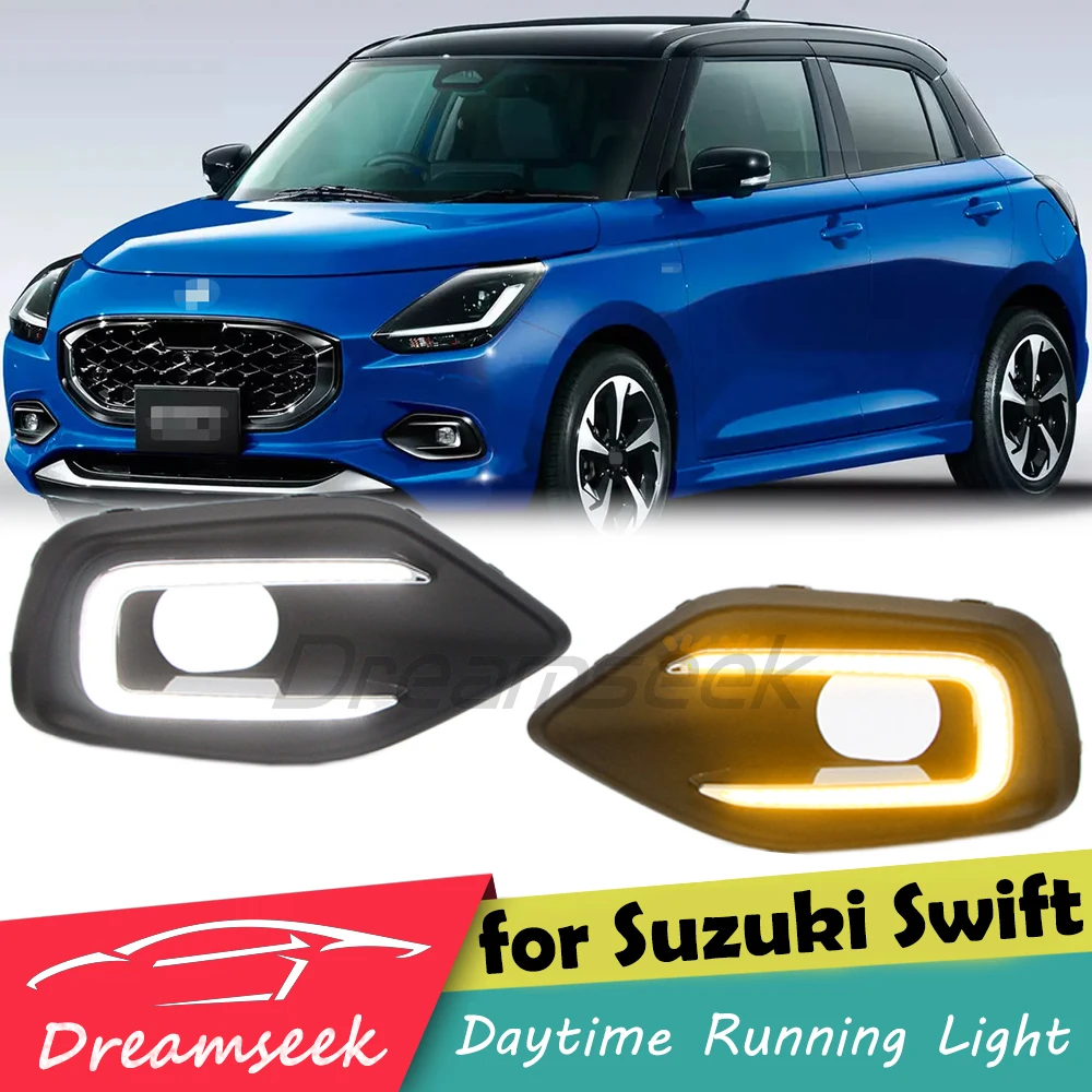 Светодиодные дневные ходовые огни DRL для Ford Suzuki Swift AOL 2024+ Противотуманные фары с последовательным динамическим указателем поворота переднего дневного света LH + RH
