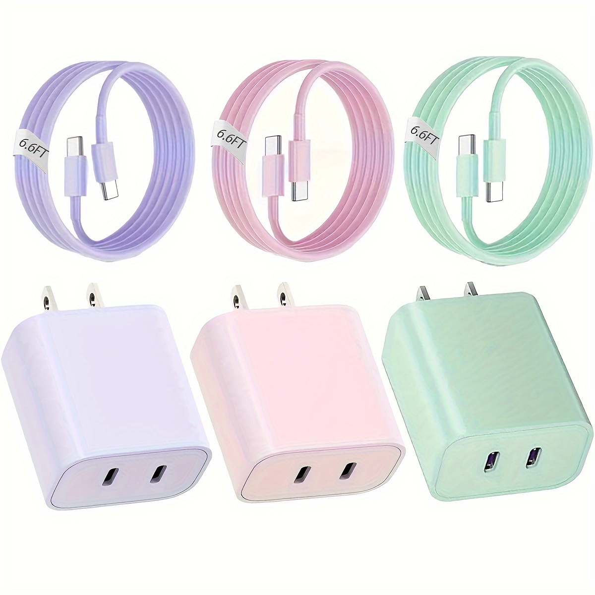 Dwuportowa szybka ładowarka USB C o mocy 40 W z kablem ładującym USB C o długości 6,6 stopy do iPhone'a 15 Pro Max/15/15 Plus i innych urządzeń