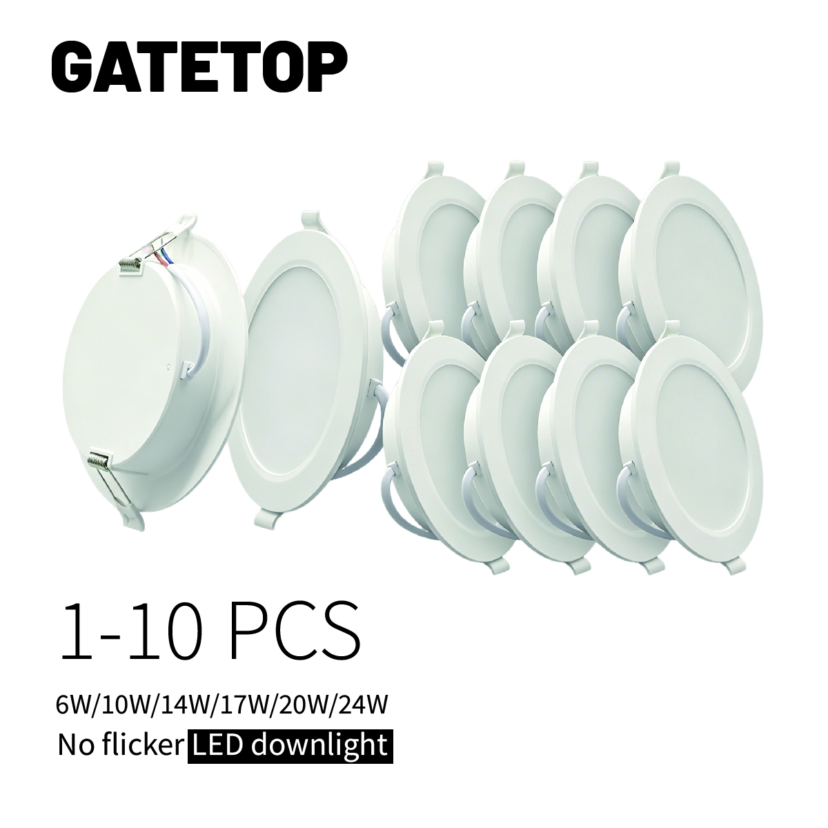 1-10pcs/lot Recessed Led Downlight Round Leds Panel Light 120V 220V 3000K-6000K 10W 20W 24W Spot for Foyer Indoor Lighting