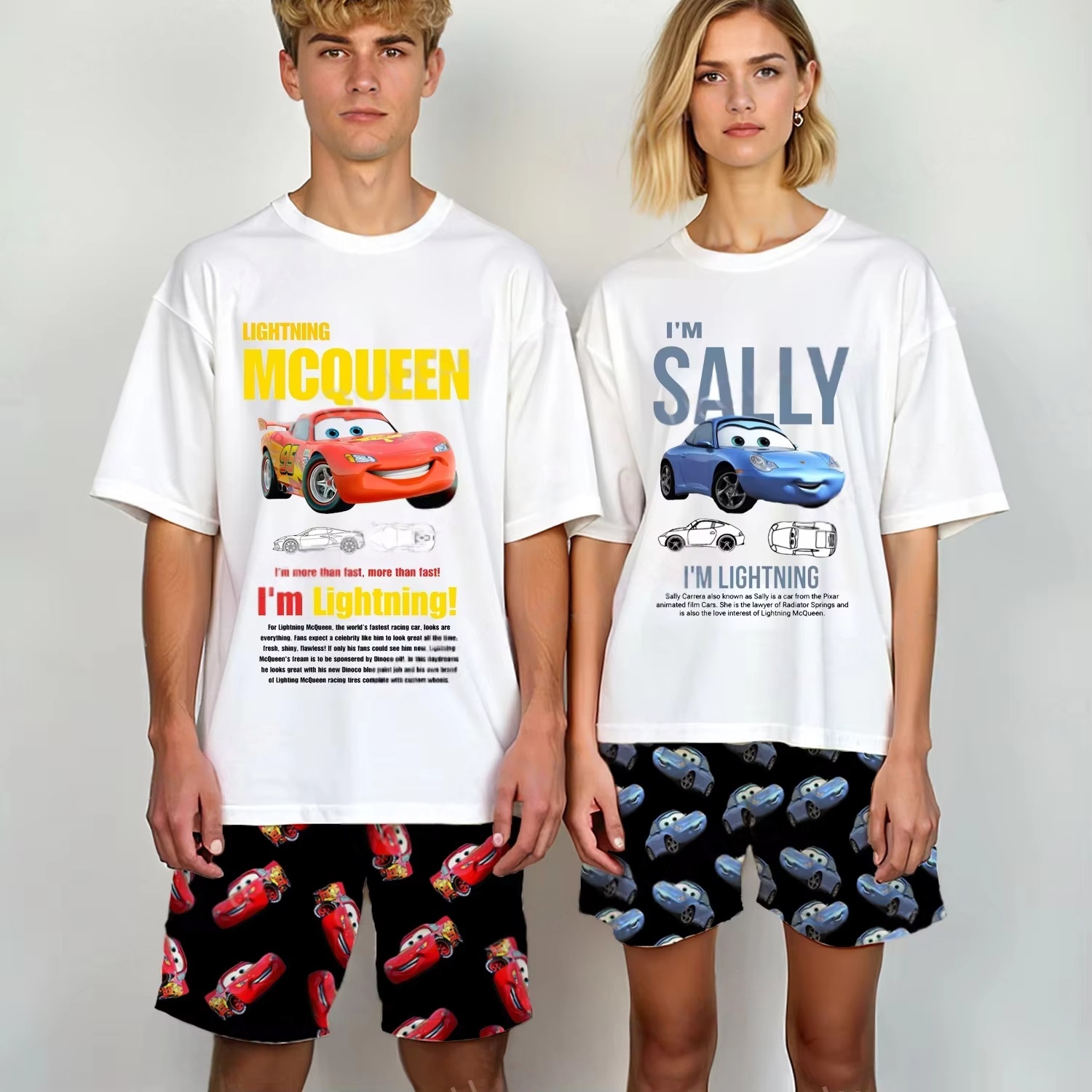 2026 New Summer Couples Matching McQueen Sally Pajama Set His Hers T Shirt Shorts Homewear Loungewear Adults Kids Tee