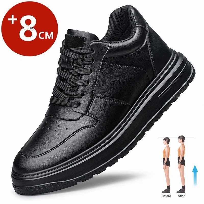 Baskets élévatrices en cuir pour hommes, chaussures décontractées respirantes, confortables, marque de luxe, à la mode, recommande d'augmenter la semelle intérieure de 8cm