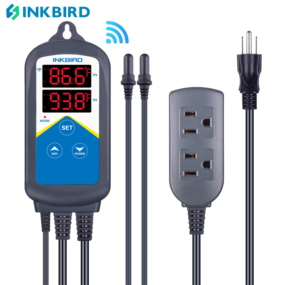 INKBIRD-controlador de temperatura de Acuario, termómetro de doble toma, Notificación por aplicación para Terrario de agua de tanque de peces, ITC-306A-WiFi
