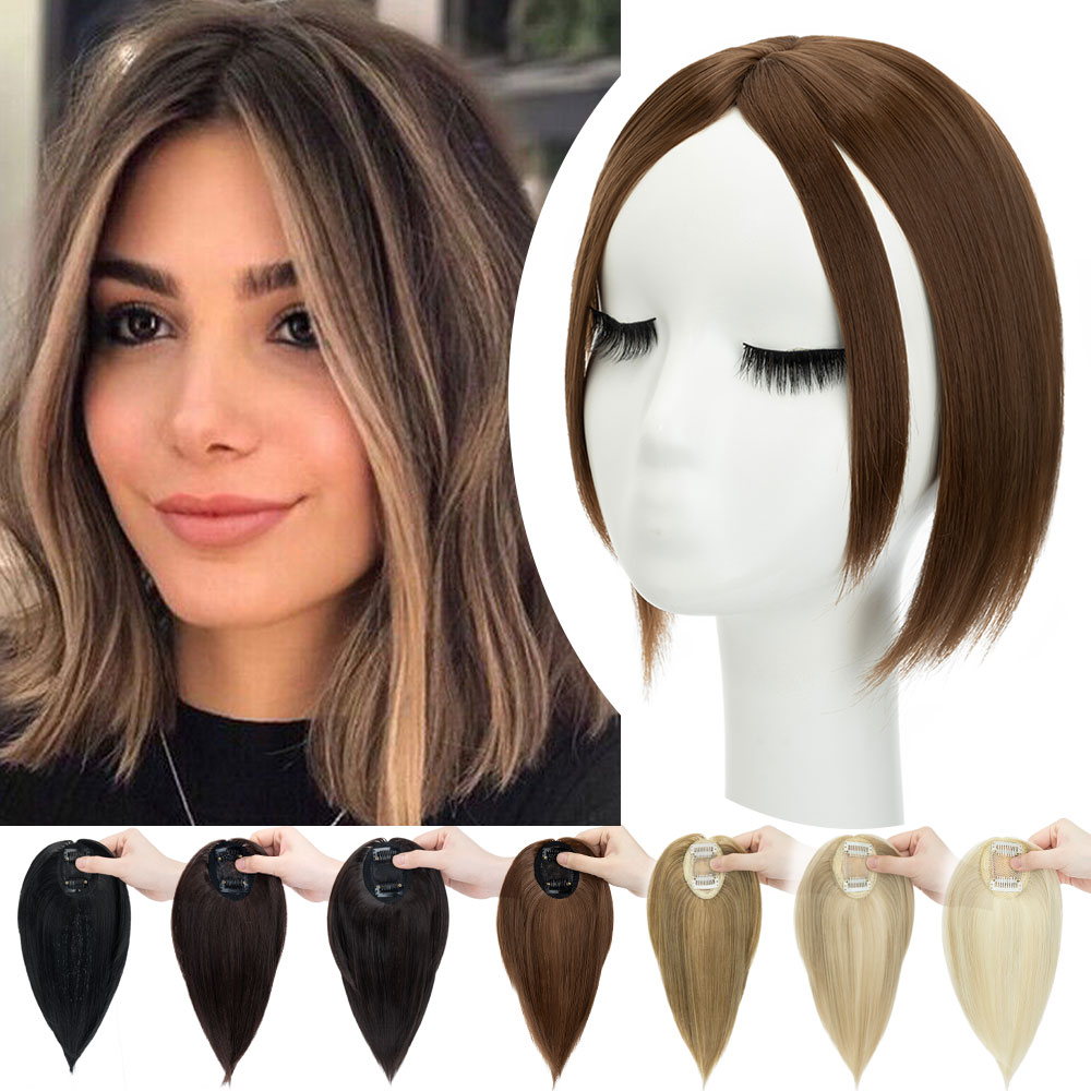 Snoilite-postizo de parte media sintética con flequillo, extensión de flequillo, Natural, Invisible, para mujer
