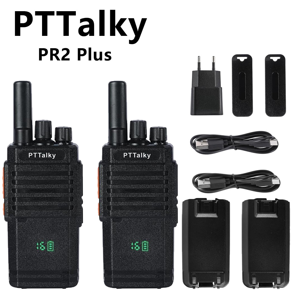 PTTalky PR2PLUS Walkie Talkie Profesional, 2/4 Piezas, PMR 446 Sin Licencia, Radio de Largo Alcance, para Comercial, Hotel