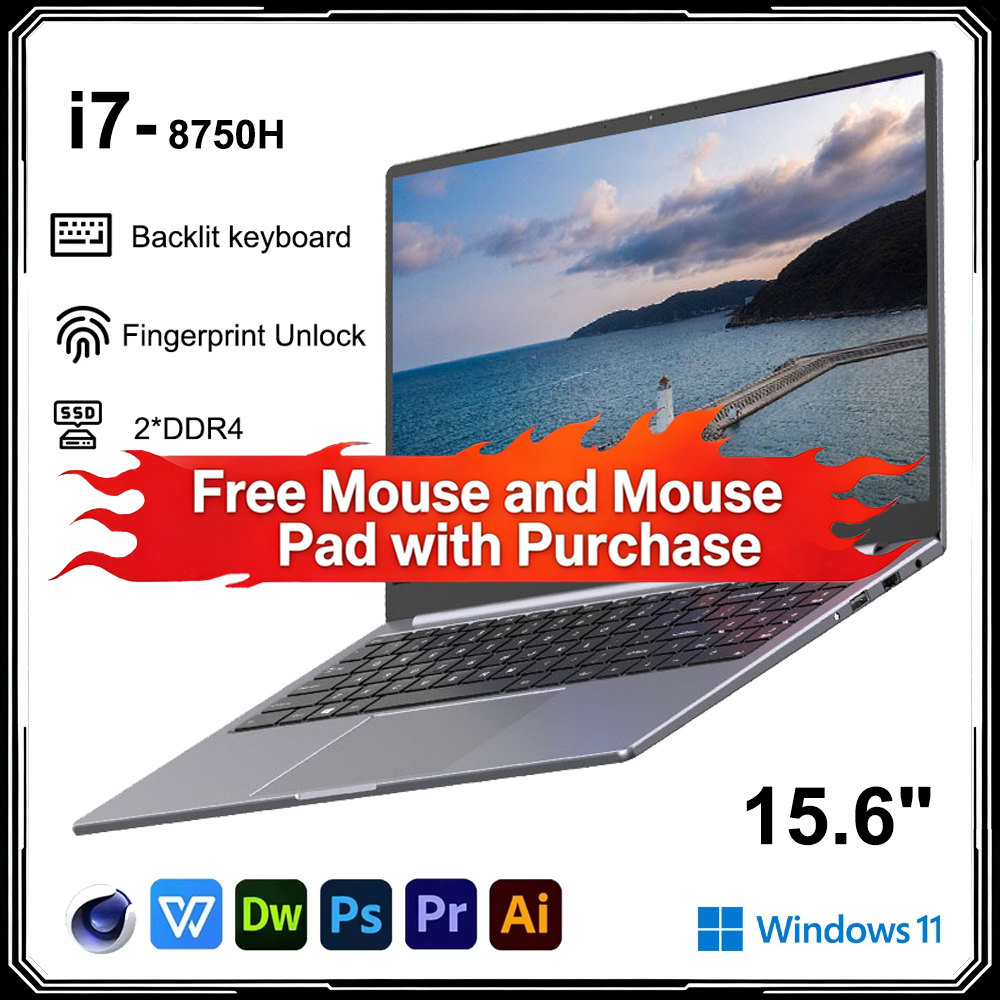 16.1 Inch Gaming Laptop Intel I7 8750H 32GB DDR4 2TB SSD 144Hz RGB Keyboard WIFI 6 BT5.2 Windows11