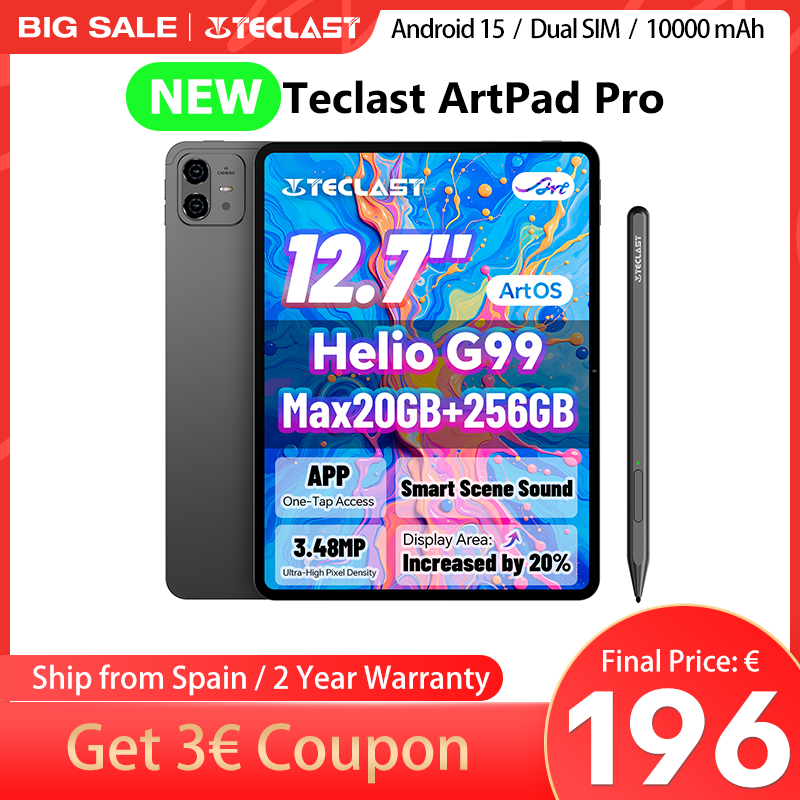 Tablet Teclast Artpad Pro 12,7 cala z Androidem 15, procesor Helio G99, wyświetlacz Artos 3,48 m UHD pikseli (8 GB + 12 GB rozszerzenia), maks. 20 GB RAM, 256 GB ROM, 10000