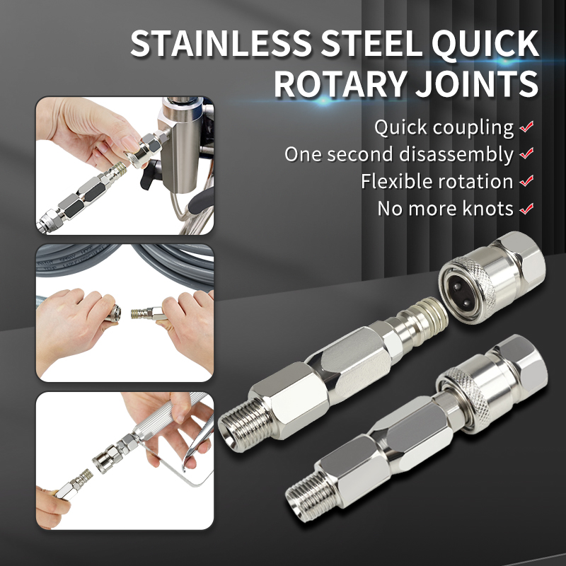 360 Grad 1/4 Zoll Edelstahl Airless Hochdruckschlauch Schnell einsteckende Verbindung für Spray Airless Schlauch Rohrverbinder