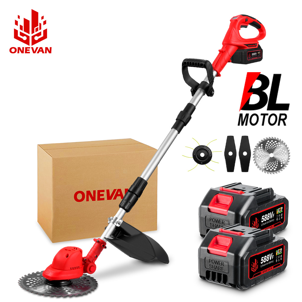 ONEVAN Borstelloze 10 Inch Elektrische Grasmaaier 36000 RPM Draadloze Grastrimmer Lengte Verstelbaar Tuingereedschap Voor Makita 18V Batterij