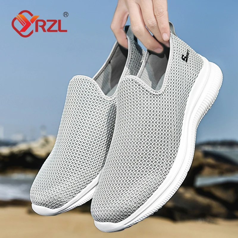 YRZL Zapatillas de deporte para hombre, zapatos informales transpirables Unisex, mocasines de malla antideslizantes para exteriores, zapatos de tenis ligeros a la moda para hombre