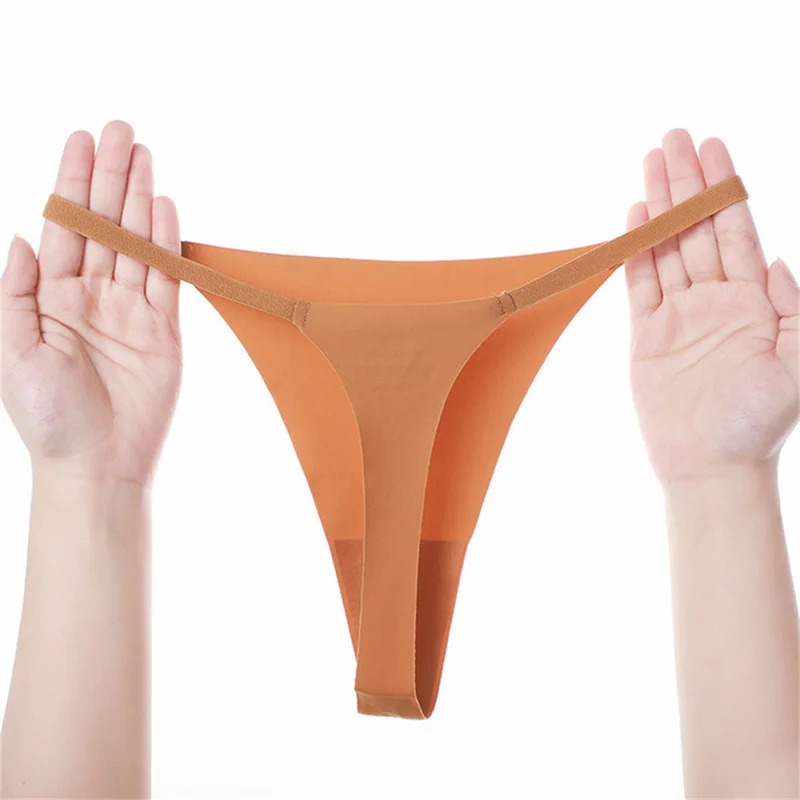 3 szt. Proste i bezszwowe stringi z jedwabiu lodowego, damska bielizna jednoczęściowa, seksowne, z niskim stanem, oddychające, typu T-back, plus size.