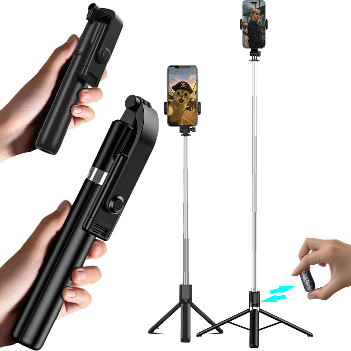 Draagbare telescopische Bluetooth-selfiestick voor live streamingfotografie en reizen Een handige foto-opnamegadget