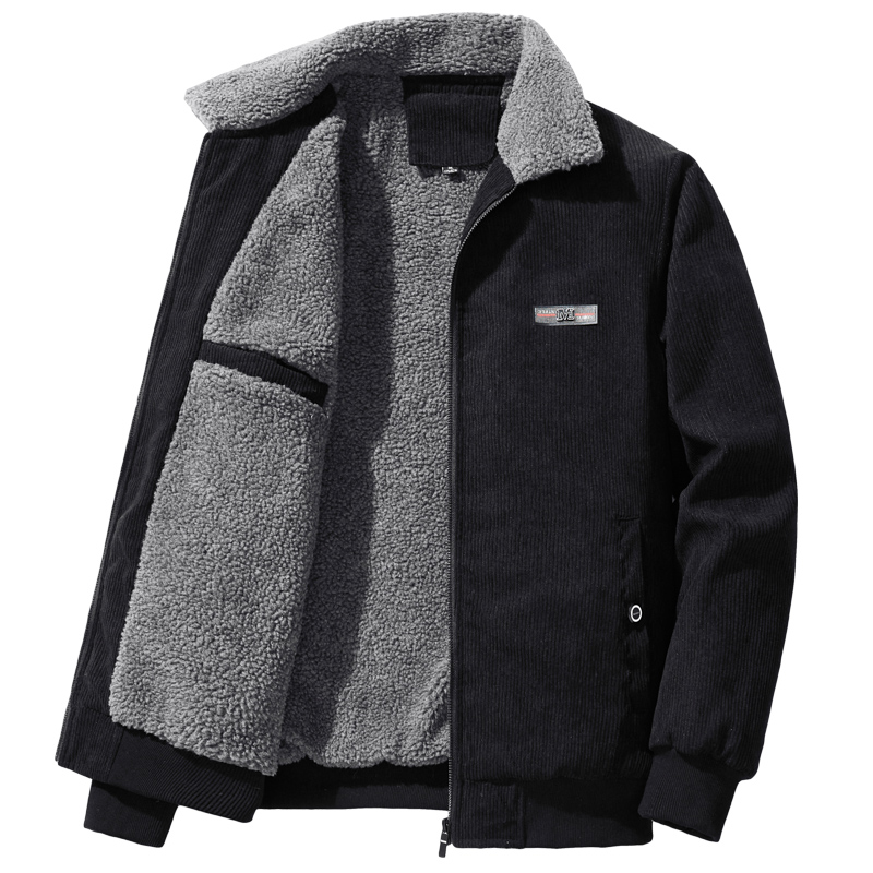Chaqueta de lana Polar de invierno para hombre, ropa de lana cálida informal de pana, chaqueta de senderismo holgada con cremallera completa y cálida para exteriores