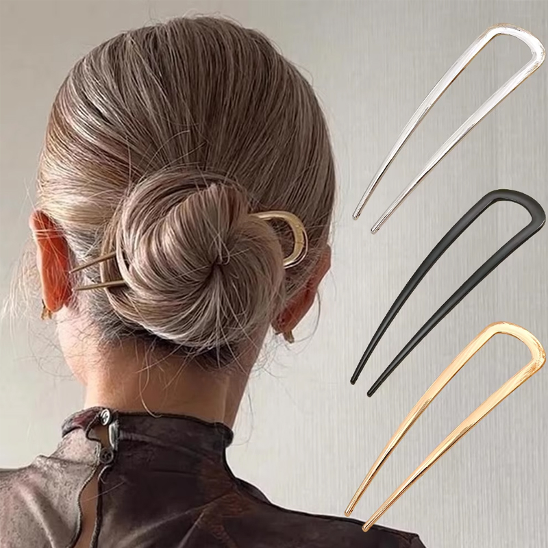 Einfache U-förmige Haargabeln, Haarnadeln aus Metall, geometrische Haarspangen, modische Haaraccessoires, Damenschmuck, Kopfbedeckungen