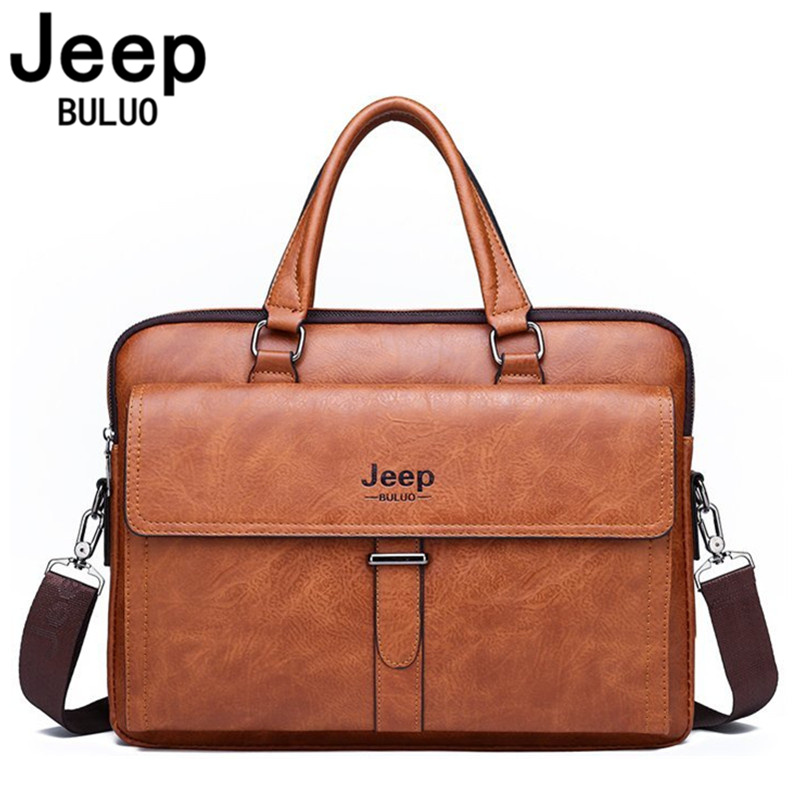 JEEP BULUO Męski zestaw toreb biznesowych Wysokiej jakości skórzane torby biurowe Męskie torby na laptopa 14 cali