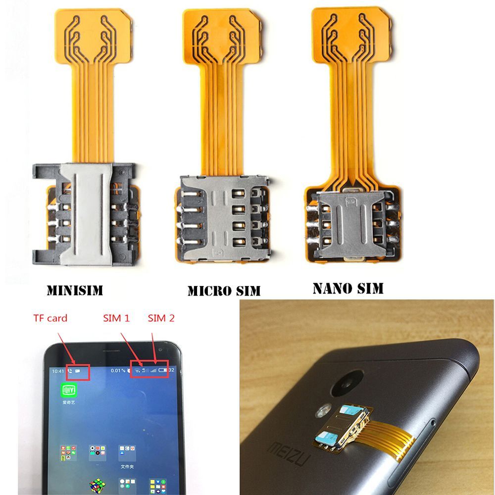 Universal TF Hybrid Sim Slot Dual SIM Card Adapter For Micro SD Extender Nano Cato  Android Phone