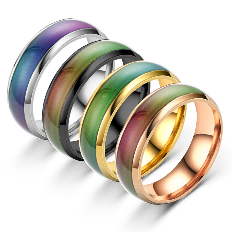 6mm wechselnde Farbe Edelstahl ringe für Frauen Stimmung Emotion Gefühl Temperatur Ring Männer Paare Modeschmuck Geschenk