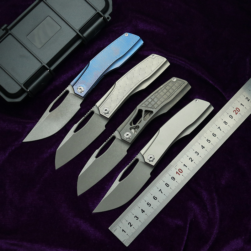 LEMIFSHE Protean Hollow grinding 60+HRC 154CM Steel Titanium handle Copper Gasket Pocket EDC Tool Camping Outdoor Folding Knife