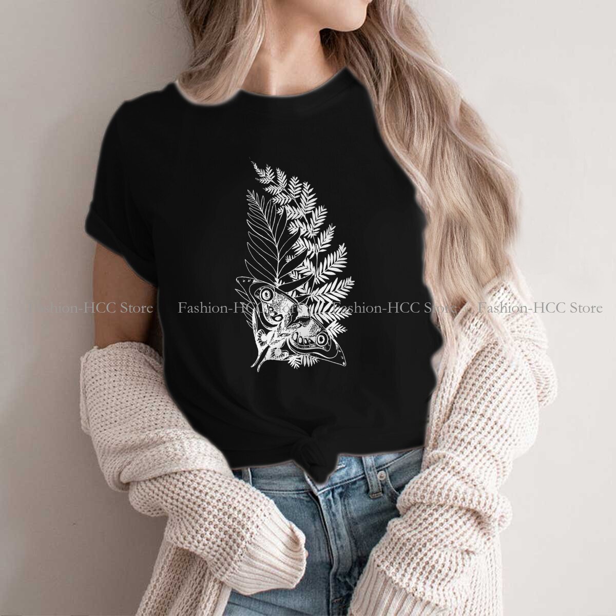 Ellie TATTOO เสื้อยืดโพลีเอสเตอร์สไตล์ฮาราจูกุ, เสื้อยืดลำลองแขนสั้นสำหรับผู้หญิง