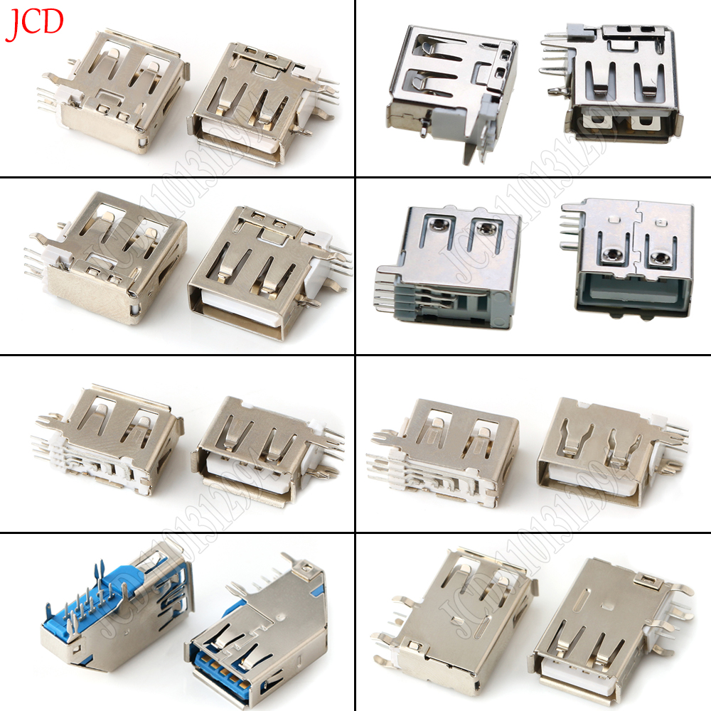 Connecteur USB 2.0 A femelle à montage sur PCB, 10 pièces, connecteur Jack femelle à insertion latérale verticale, Type Long/court à 90 degrés