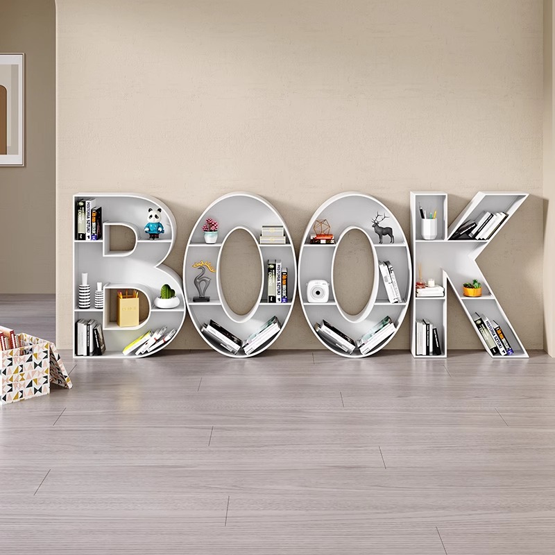 Alphabet Letter Bookshelf – Metal Display Bookcase, Freestanding/Wall-Mounted, Custom A–Z for Kids Room, School & Library