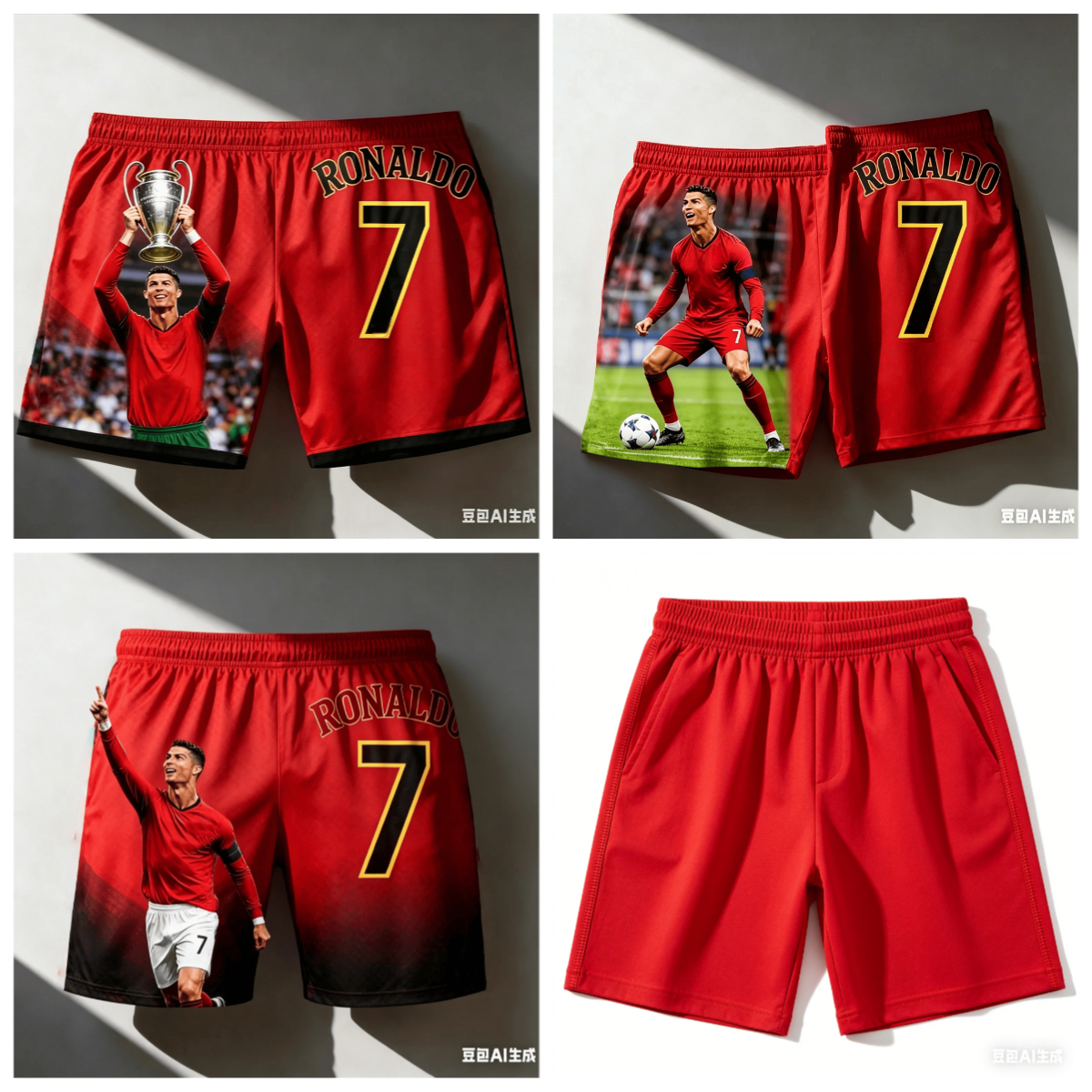 Pantaloncini CR7 Decisive Moment per adulti e bambini, pantaloncini da spiaggia stampati in 3D, pantaloncini sportivi casual ad asciugatura rapida con stella del calcio