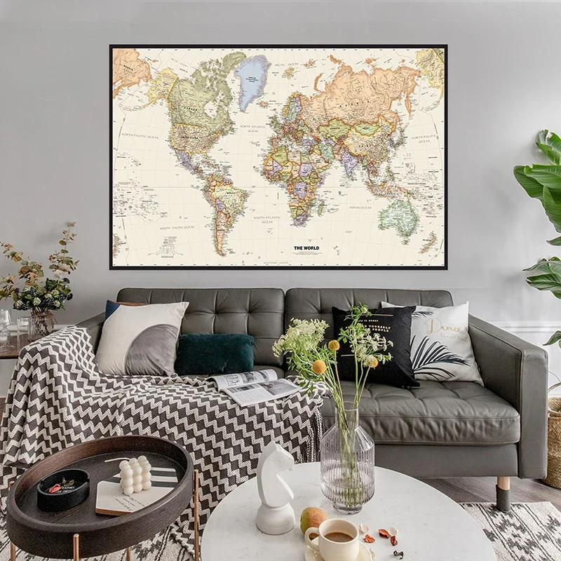 225*150 Các Bản Đồ Thế Giới Hình Ảnh Chi Tiết Vintage Trang Treo Tường Không Dệt Vải Tranh Trường Văn Phòng Nhà trang Trí