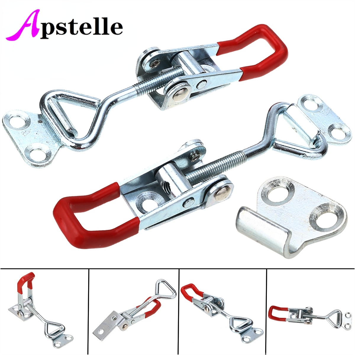 Apstelle-abrazadera de palanca de captura de pestillo, manija de palanca ajustable para cajas de gabinete, cerrojo de bloqueo para puerta corredera, herrajes para muebles, 2 piezas
